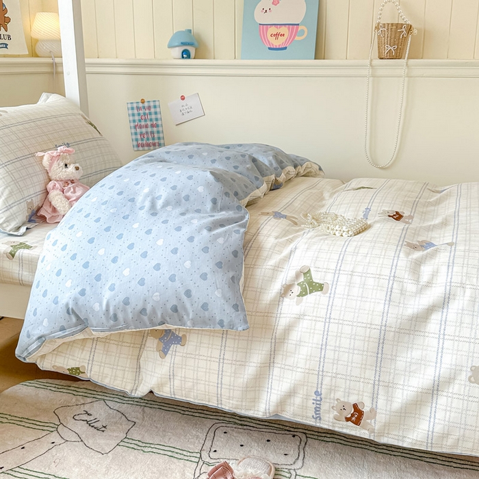 91家纺网 家纺一手货源 找家纺 2025新款学生宿舍全棉三件套 比利熊