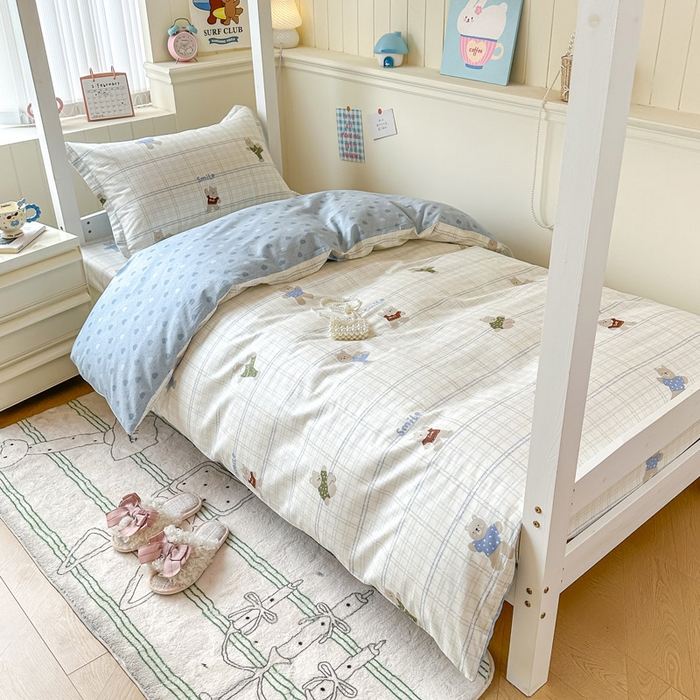 91家纺网 家纺一手货源 找家纺 2025新款学生宿舍全棉三件套 比利熊