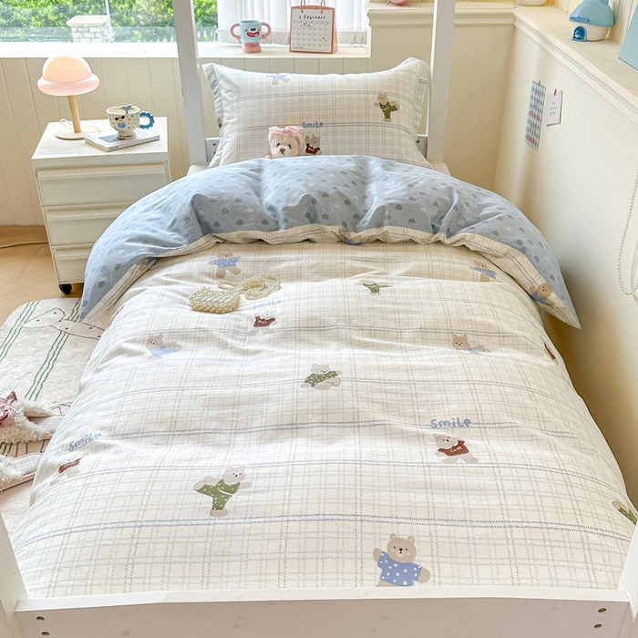 91家纺网 家纺一手货源 找家纺 2025新款学生宿舍全棉三件套 比利熊