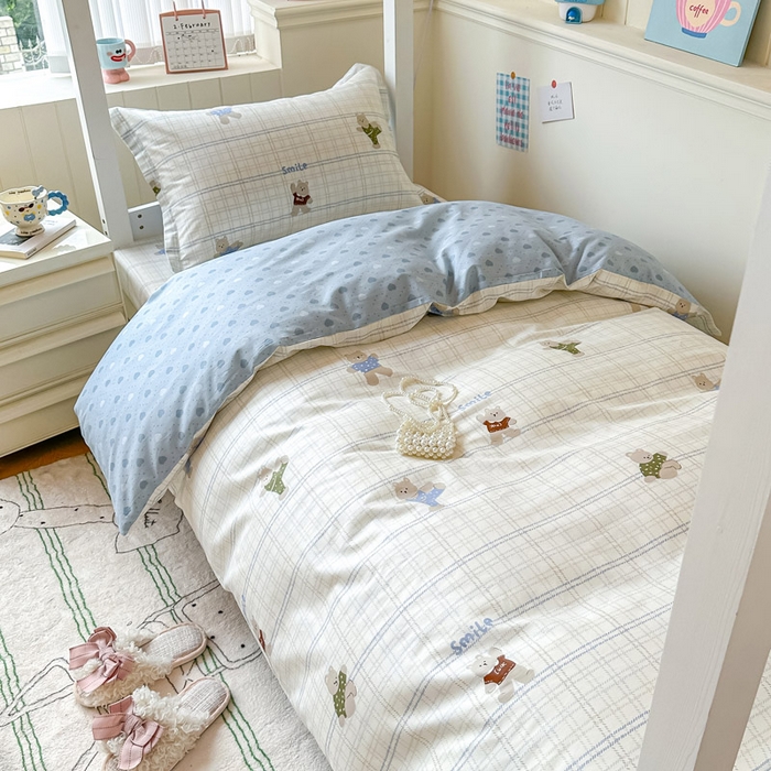 91家纺网 家纺一手货源 找家纺 2025新款学生宿舍全棉三件套 比利熊