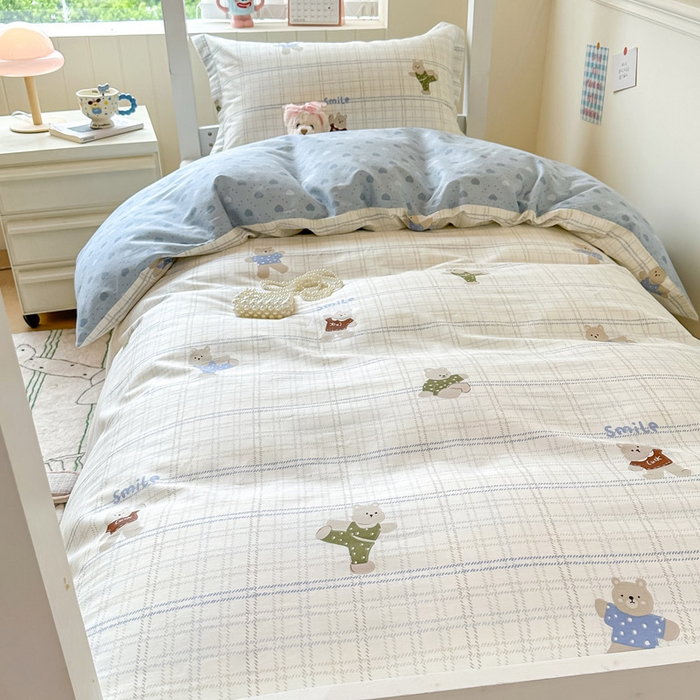 91家纺网 家纺一手货源 找家纺 2025新款学生宿舍全棉三件套 比利熊