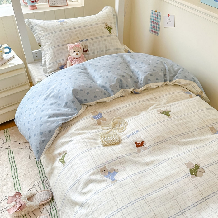 91家纺网 家纺一手货源 找家纺 2025新款学生宿舍全棉三件套 比利熊