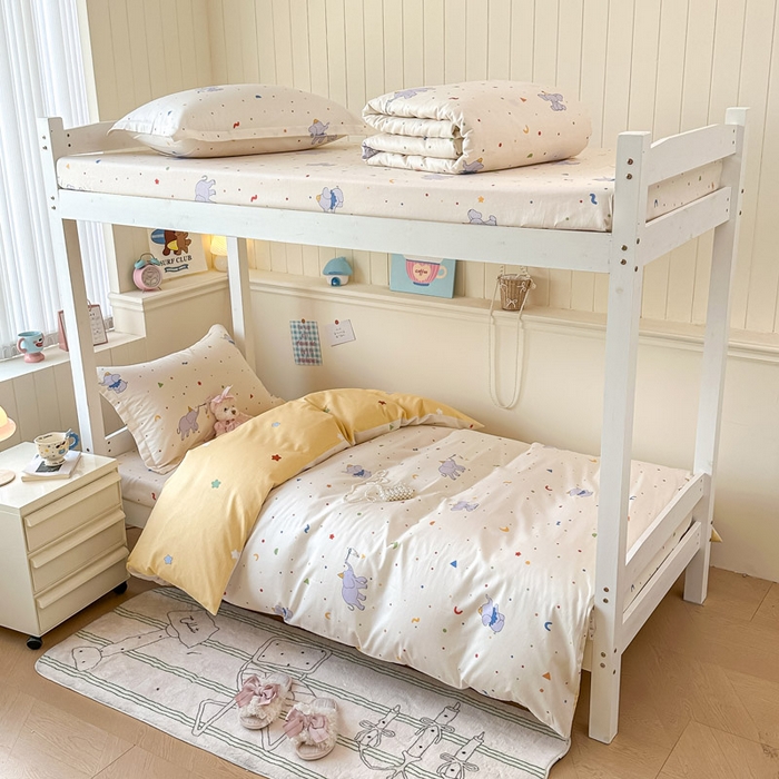 91家纺网 家纺一手货源 找家纺 2025新款学生宿舍全棉三件套 彩点小象