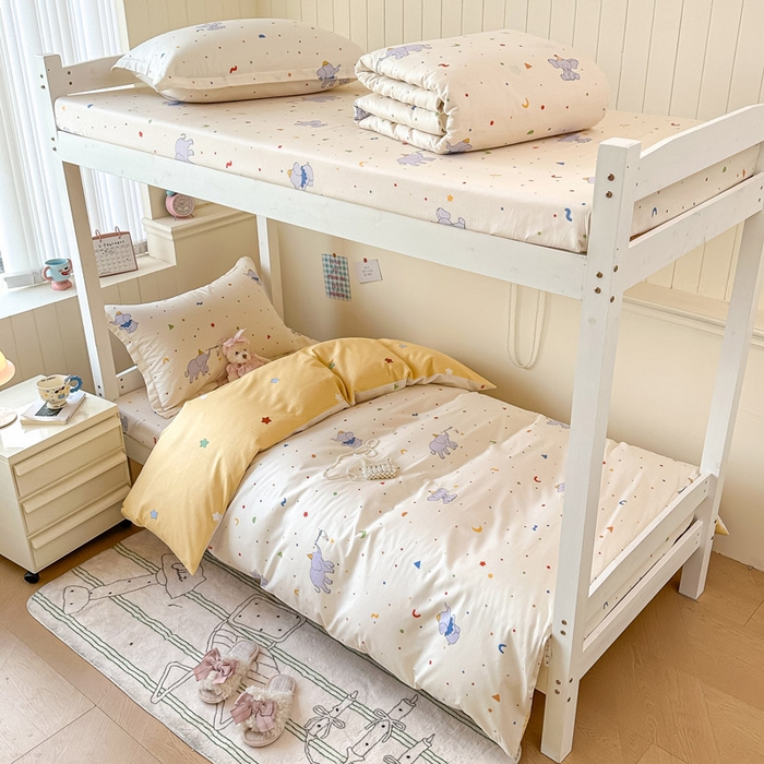 2025新款学生宿舍全棉三件套 彩点小象