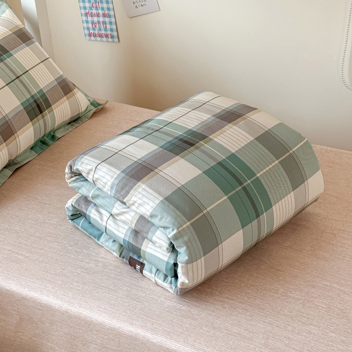 91家纺网 家纺一手货源 找家纺 2025新款学生宿舍全棉三件套 格兰德-咖