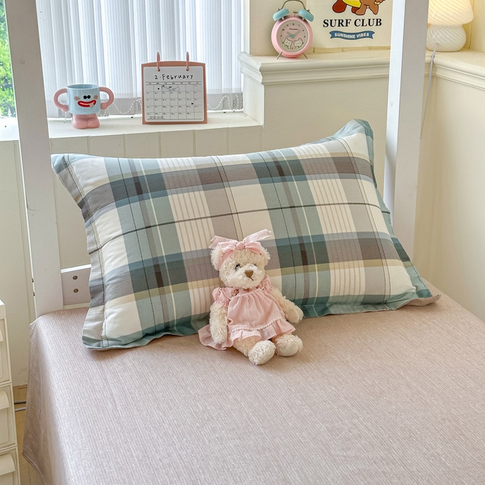 91家纺网 家纺一手货源 找家纺 2025新款学生宿舍全棉三件套 格兰德-咖