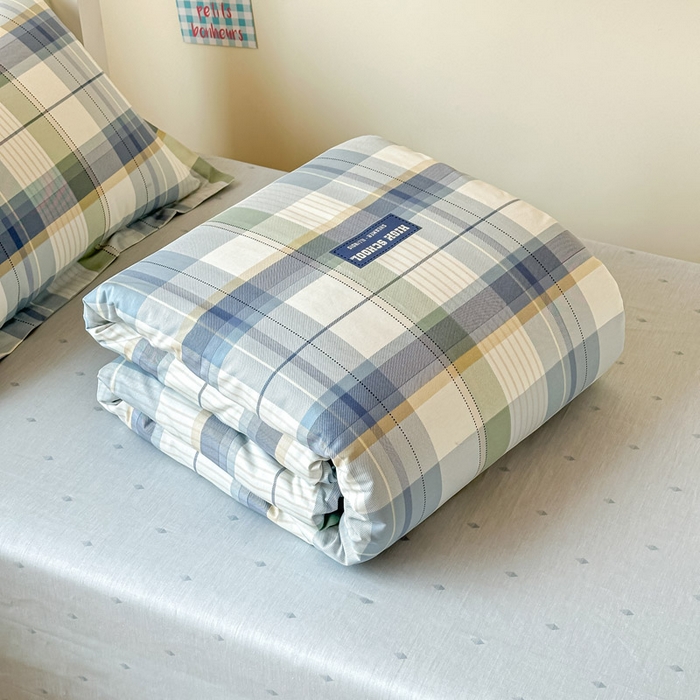 91家纺网 家纺一手货源 找家纺 2025新款学生宿舍全棉三件套 格兰德-蓝