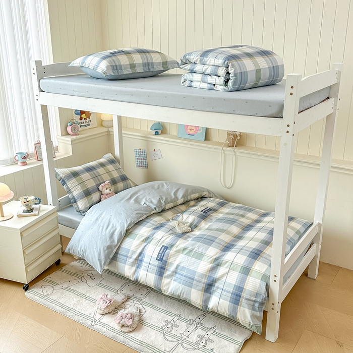 91家纺网 家纺一手货源 找家纺 2025新款学生宿舍全棉三件套 格兰德-蓝