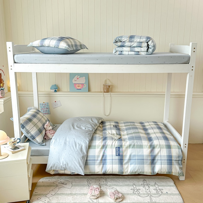 91家纺网 家纺一手货源 找家纺 2025新款学生宿舍全棉三件套 格兰德-蓝