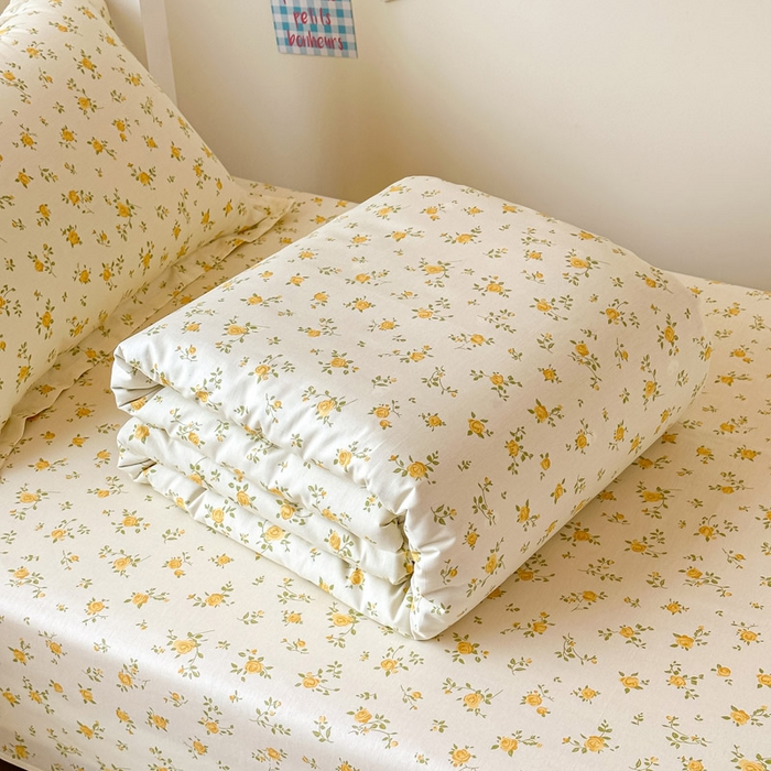 91家纺网 家纺一手货源 找家纺 2025新款学生宿舍全棉三件套 故事小黄花