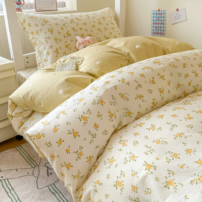 91家纺网 家纺一手货源 找家纺 2025新款学生宿舍全棉三件套 故事小黄花