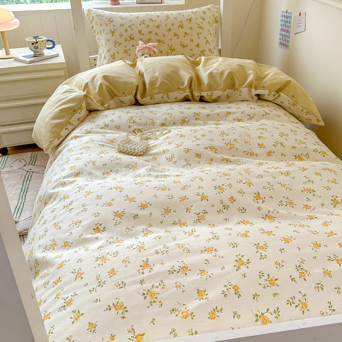 91家纺网 家纺一手货源 找家纺 2025新款学生宿舍全棉三件套 故事小黄花