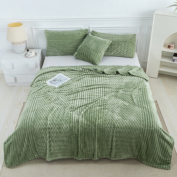 91家纺网 家纺一手货源 找家纺 楼兰公主 2025新款金龟绒多功能毛毯 金龟绒-茶绿