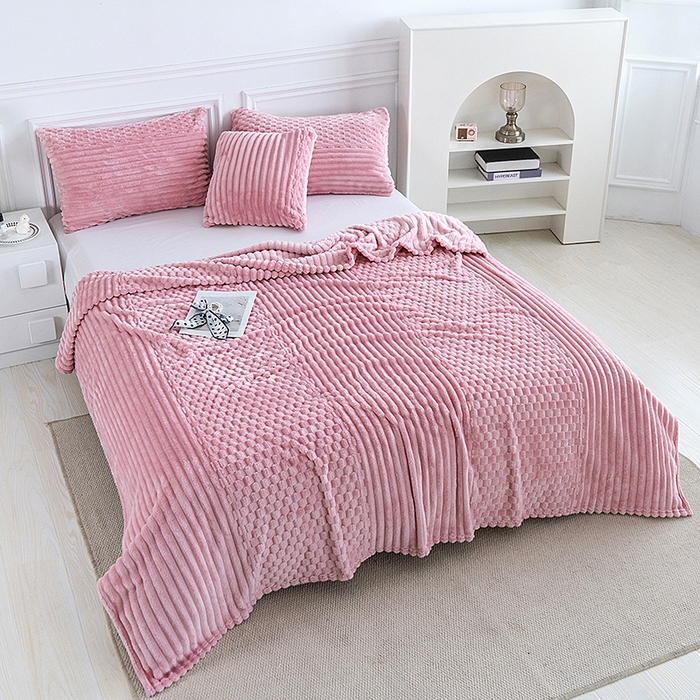 91家纺网 家纺一手货源 找家纺 楼兰公主 2025新款金龟绒多功能毛毯 金龟绒-粉