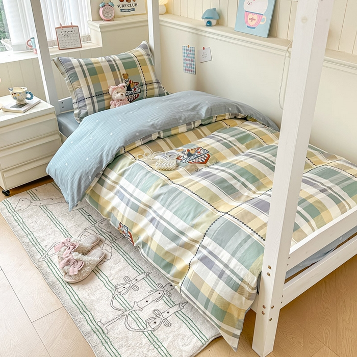 91家纺网 家纺一手货源 找家纺 2025新款学生宿舍全棉三件套 杰米熊