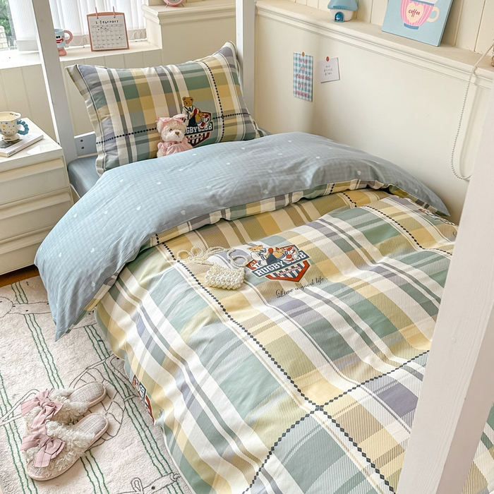 91家纺网 家纺一手货源 找家纺 2025新款学生宿舍全棉三件套 杰米熊