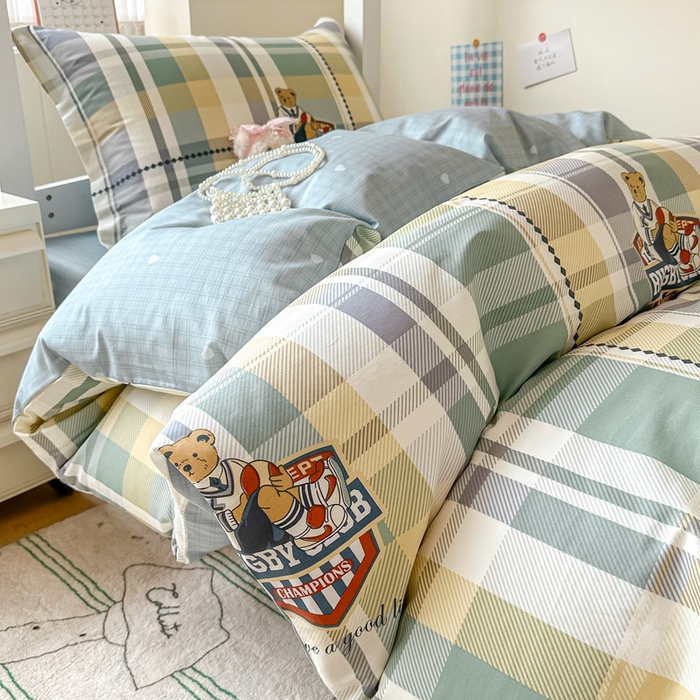 91家纺网 家纺一手货源 找家纺 2025新款学生宿舍全棉三件套 杰米熊