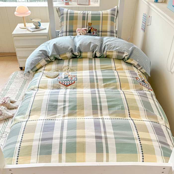 91家纺网 家纺一手货源 找家纺 2025新款学生宿舍全棉三件套 杰米熊