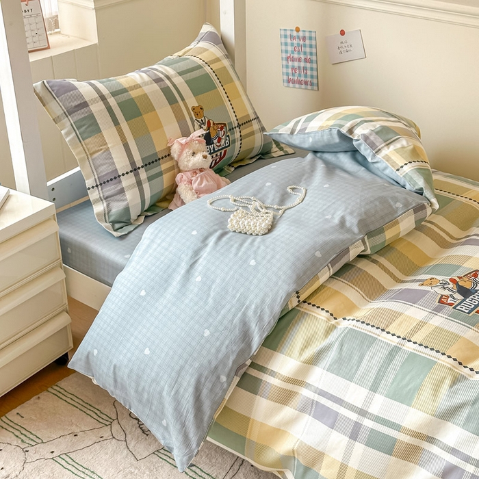 91家纺网 家纺一手货源 找家纺 2025新款学生宿舍全棉三件套 杰米熊