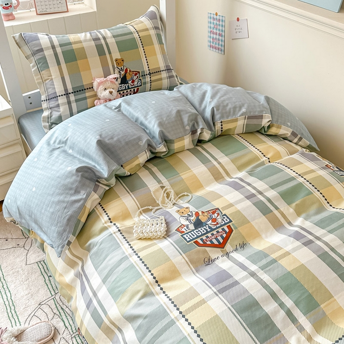 91家纺网 家纺一手货源 找家纺 2025新款学生宿舍全棉三件套 杰米熊