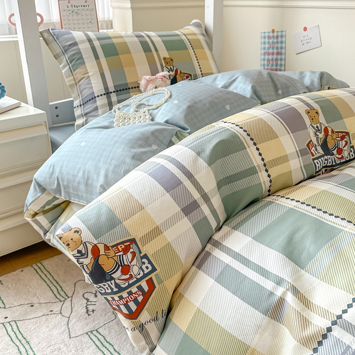 91家纺网 家纺一手货源 找家纺 2025新款学生宿舍全棉三件套 杰米熊