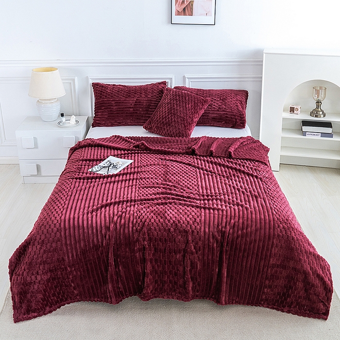 楼兰公主 2025新款金龟绒多功能毛毯 金龟绒-酒红