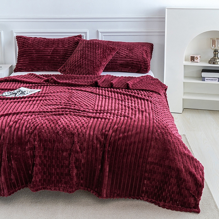 91家纺网 家纺一手货源 找家纺 楼兰公主 2025新款金龟绒多功能毛毯 金龟绒-酒红