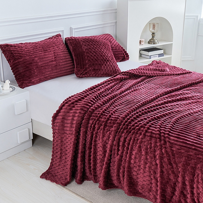 91家纺网 家纺一手货源 找家纺 楼兰公主 2025新款金龟绒多功能毛毯 金龟绒-酒红