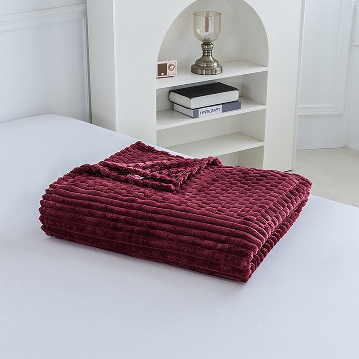 91家纺网 家纺一手货源 找家纺 楼兰公主 2025新款金龟绒多功能毛毯 金龟绒-酒红