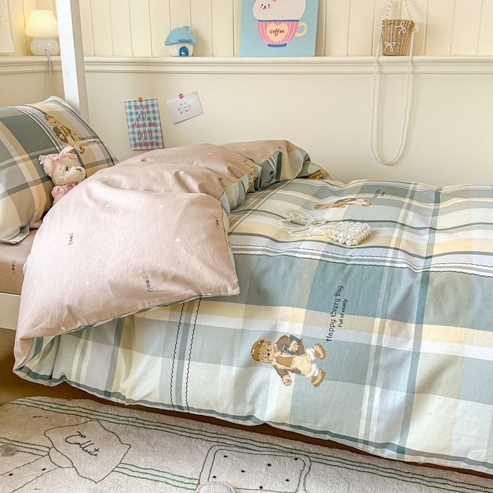 91家纺网 家纺一手货源 找家纺 2025新款学生宿舍全棉三件套 洛克熊