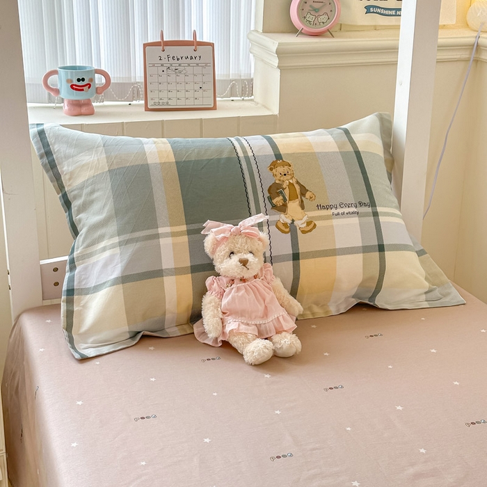 91家纺网 家纺一手货源 找家纺 2025新款学生宿舍全棉三件套 洛克熊