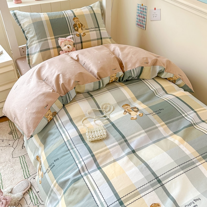 91家纺网 家纺一手货源 找家纺 2025新款学生宿舍全棉三件套 洛克熊