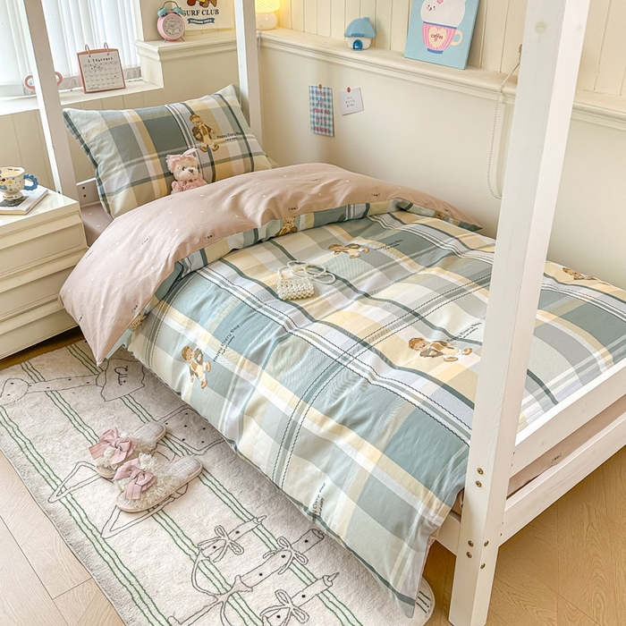 91家纺网 家纺一手货源 找家纺 2025新款学生宿舍全棉三件套 洛克熊