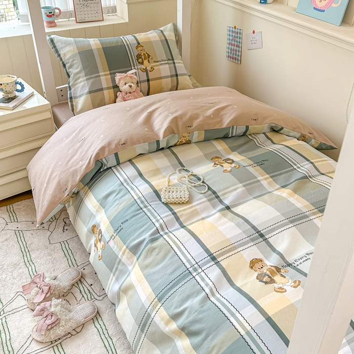 91家纺网 家纺一手货源 找家纺 2025新款学生宿舍全棉三件套 洛克熊