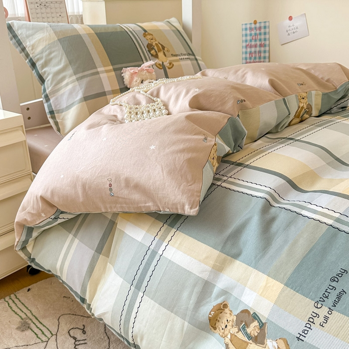 91家纺网 家纺一手货源 找家纺 2025新款学生宿舍全棉三件套 洛克熊