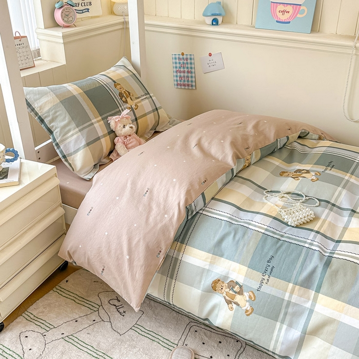 91家纺网 家纺一手货源 找家纺 2025新款学生宿舍全棉三件套 洛克熊