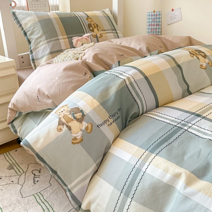 91家纺网 家纺一手货源 找家纺 2025新款学生宿舍全棉三件套 洛克熊