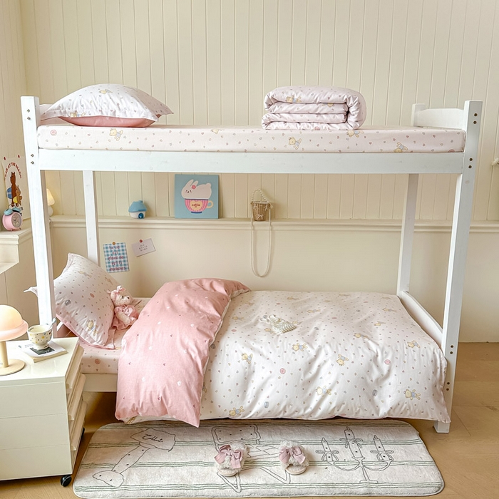 91家纺网 家纺一手货源 找家纺 2025新款学生宿舍全棉三件套 泡泡小熊