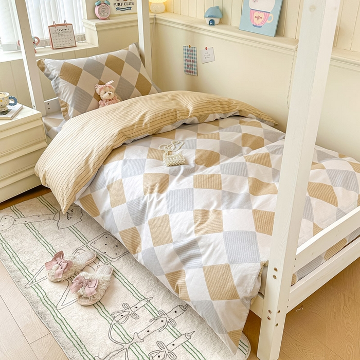 91家纺网 家纺一手货源 找家纺 2025新款学生宿舍全棉三件套 瑞吉斯