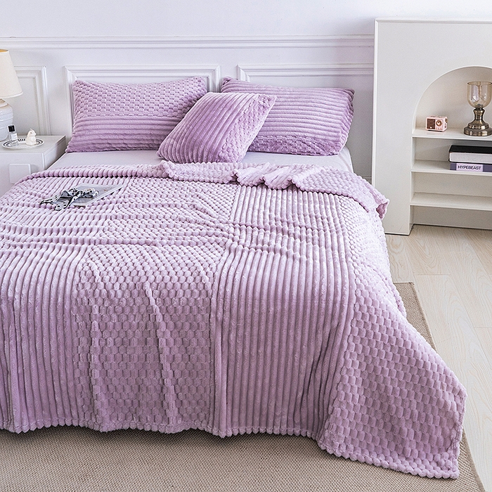 91家纺网 家纺一手货源 找家纺 楼兰公主 2025新款金龟绒多功能毛毯 金龟绒-紫色