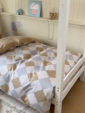 91家纺网 家纺一手货源 找家纺 2025新款学生宿舍全棉三件套 瑞吉斯