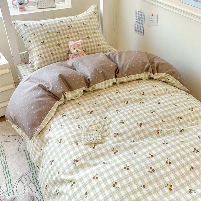 91家纺网 家纺一手货源 找家纺 2025新款学生宿舍全棉三件套 酸甜樱桃