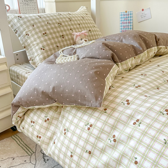 91家纺网 家纺一手货源 找家纺 2025新款学生宿舍全棉三件套 酸甜樱桃