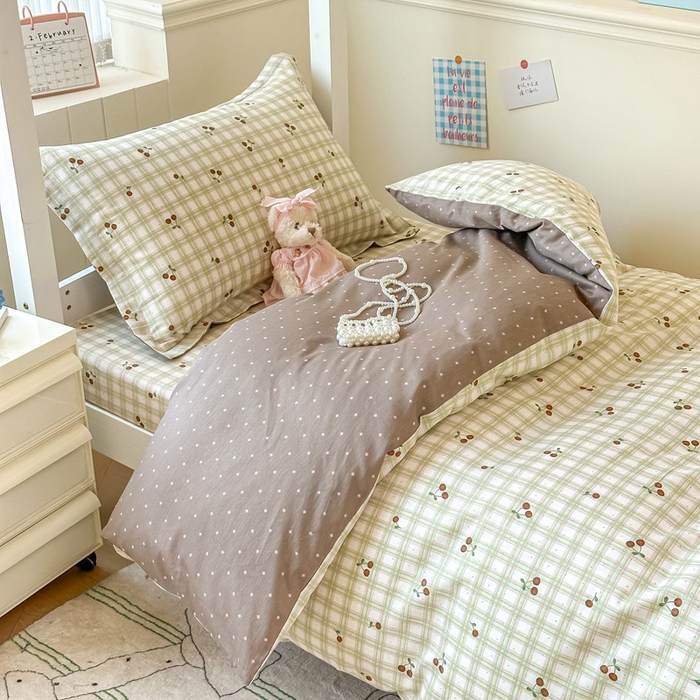 91家纺网 家纺一手货源 找家纺 2025新款学生宿舍全棉三件套 酸甜樱桃