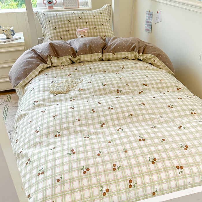 91家纺网 家纺一手货源 找家纺 2025新款学生宿舍全棉三件套 酸甜樱桃