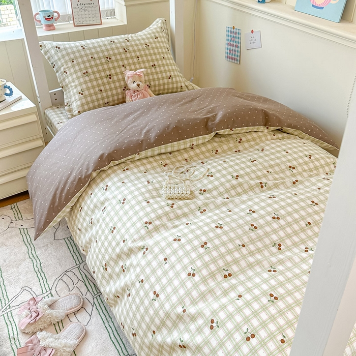 91家纺网 家纺一手货源 找家纺 2025新款学生宿舍全棉三件套 酸甜樱桃