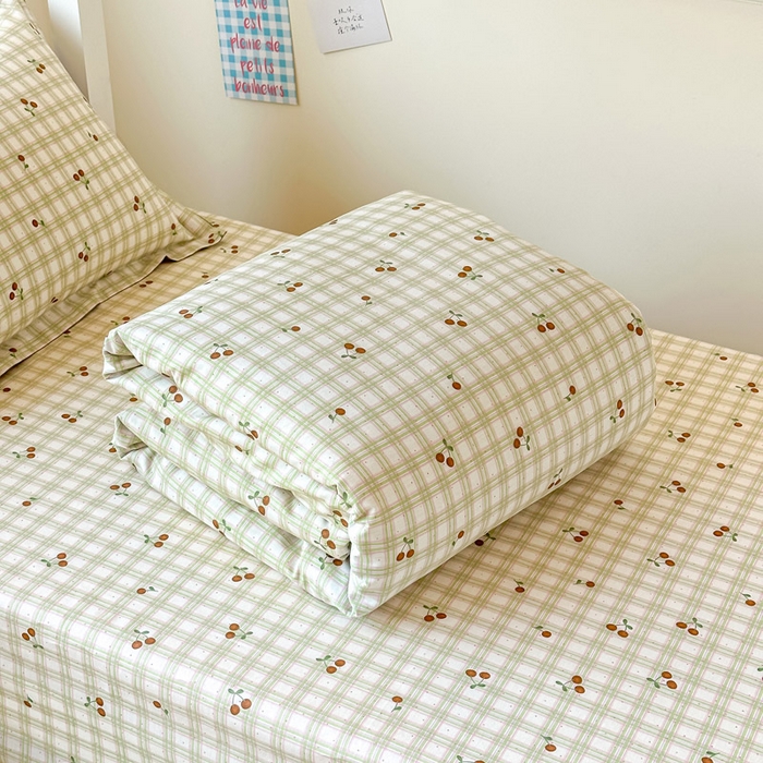 91家纺网 家纺一手货源 找家纺 2025新款学生宿舍全棉三件套 酸甜樱桃