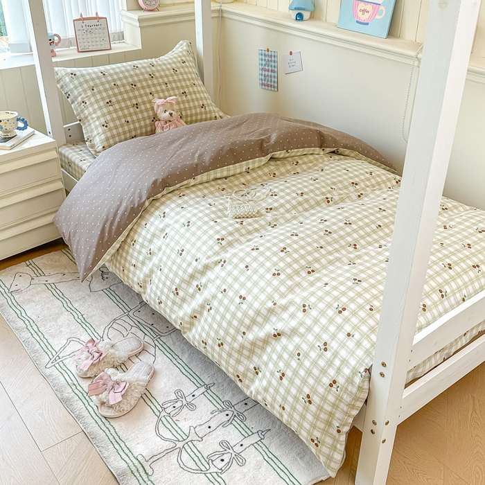 91家纺网 家纺一手货源 找家纺 2025新款学生宿舍全棉三件套 酸甜樱桃