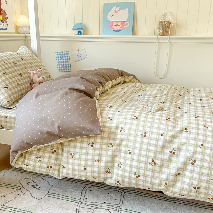 91家纺网 家纺一手货源 找家纺 2025新款学生宿舍全棉三件套 酸甜樱桃