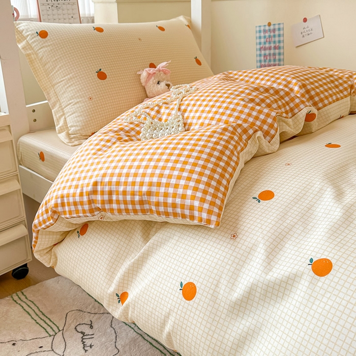 91家纺网 家纺一手货源 找家纺 2025新款学生宿舍全棉三件套 甜桔